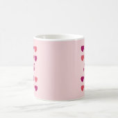 Cute Shades of Pink Hearts Script Cursive Name Kaffeetasse (Mittel)