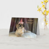 Cute Shaggy Dog Birthday Card Karte (Gelbe Blume)