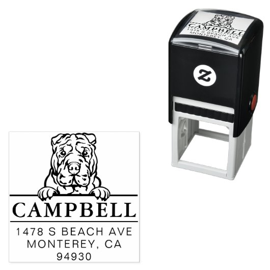 Cute Shar Pei Custom Dog Address Stamp  Permastempel (Beispiel)