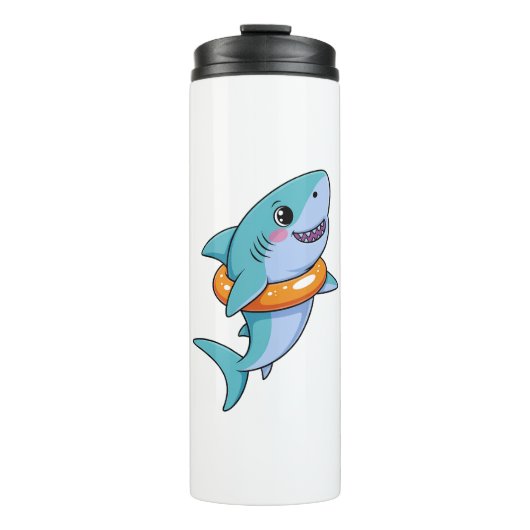 Cute Shark Baby With Float | Kids Thermosbecher (Vorderseite)