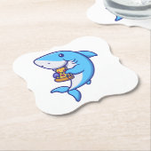 Cute Shark Eating Pizza Untersetzer (angewinkelt)