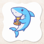 Cute Shark Eating Pizza Untersetzer (Vorderseite)