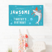 Cute Shark in Ocean Kids Birthday Party Banner (Insitu)