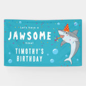 Cute Shark in Ocean Kids Birthday Party Banner (Horizontal)