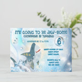 Cute Shark Ocean Kids Birthday Invitation Einladung (Stehend Vorderseite)