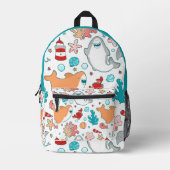 Cute Shark Pattern Bedruckter Rucksack (Vorderseite)