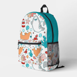 Cute Shark Pattern Bedruckter Rucksack