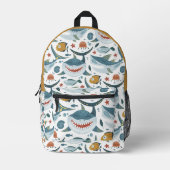 Cute Shark Pattern Bedruckter Rucksack (Vorderseite)