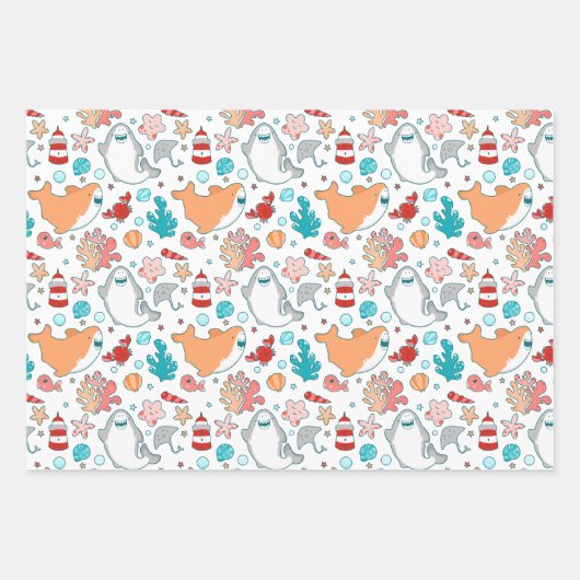 Cute Shark Pattern Geschenkpapier Set (Vorderseite 2)