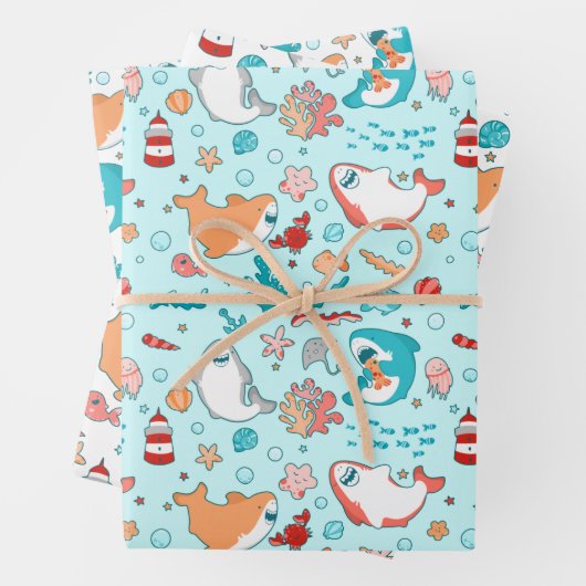 Cute Shark Pattern Geschenkpapier Set (Beispiel)