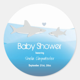 Cute Sharks and Ocean Baby Shower Sticker