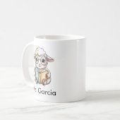 Cute Sheep Reading a Book Custom Kaffeetasse (Vorderseite Links)