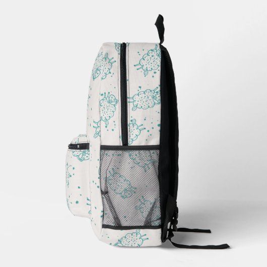 Cute Sheep – Whimsical Seamless Pattern Bedruckter Rucksack (Rechts)
