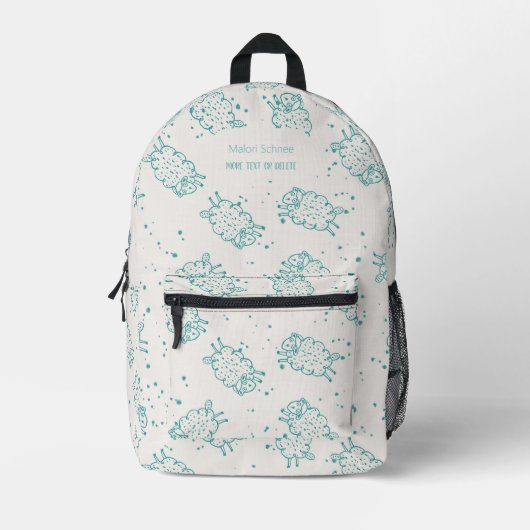 Cute Sheep – Whimsical Seamless Pattern Bedruckter Rucksack (Vorderseite)