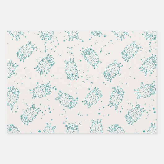 Cute Sheep – Whimsical Seamless Pattern Geschenkpapier Set (Vorderseite 2)