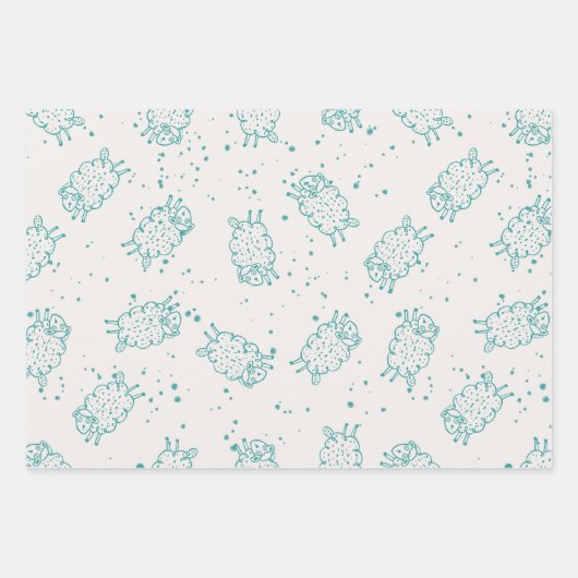 Cute Sheep – Whimsical Seamless Pattern Geschenkpapier Set (Vorderseite)