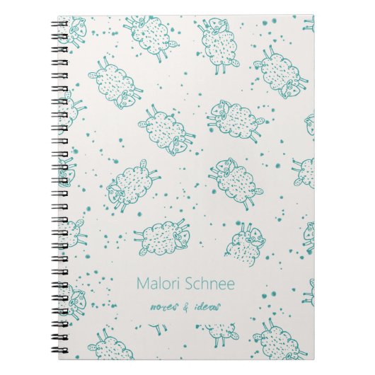 Cute Sheep – Whimsical Seamless Pattern Notizblock (Vorderseite)
