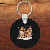 Cute Shetland Sheepdog Dog Christmas Lights Xmas H Schlüsselanhänger (Vorderseite)