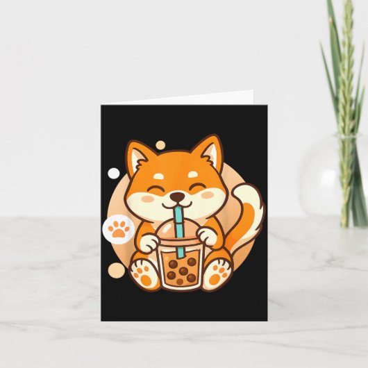 Cute Shiba Inu Dog Bubble Boba Tea Anime Kawaii Ne Karte (Vorderseite)