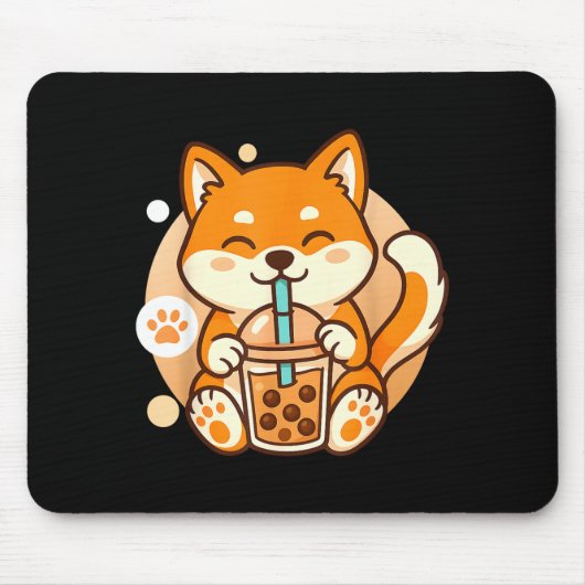 Cute Shiba Inu Dog Bubble Boba Tea Anime Kawaii Ne Mousepad (Vorne)