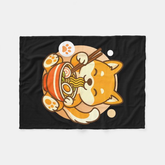Cute Shiba Inu Dog Ramen Noodles Bowl Anime Kawaii Fleecedecke (Vorderseite (Horizontal))