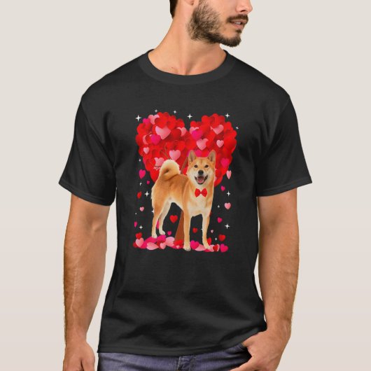 Cute Shiba Inu Dog Valentines Day Heart Puppy Love T-Shirt (Vorderseite)