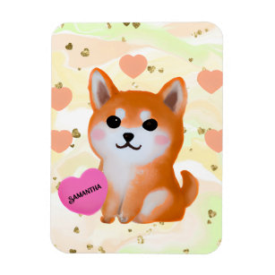 Cute Shiba Inu Hearts   For Dog Lover Magnet