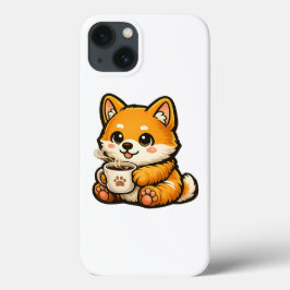 Cute Shiba Inu with Coffee – Cozy Dog Illustration Case-Mate iPhone Hülle