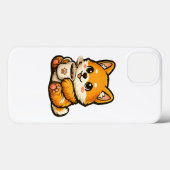 Cute Shiba Inu with Coffee – Cozy Dog Illustration Case-Mate iPhone Hülle (Rückseite (Horizontal))