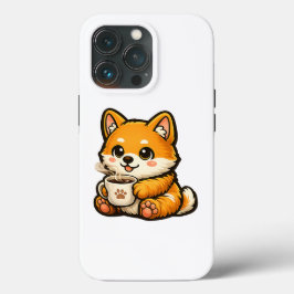 Cute Shiba Inu with Coffee – Cozy Dog Illustration Case-Mate iPhone Hülle