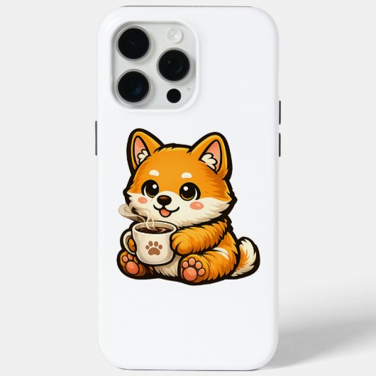 Cute Shiba Inu with Coffee – Cozy Dog Illustration Case-Mate iPhone Hülle (Rückseite)