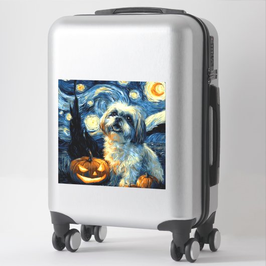 Cute Shih Tzu Dog Halloween Jack O Lantern Pumpkin Aufkleber (Koffer)