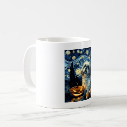 Cute Shih Tzu Dog Halloween Jack O Lantern Pumpkin Kaffeetasse (Vorderseite Links)