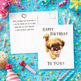 Cute Shih Tzu Happy Birthday Puppy Dog Postcard  Postkarte