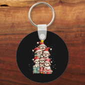 Cute Shih Tzu Le Dog Christmas Tree Xmas Hat Long Schlüsselanhänger (Vorderseite)