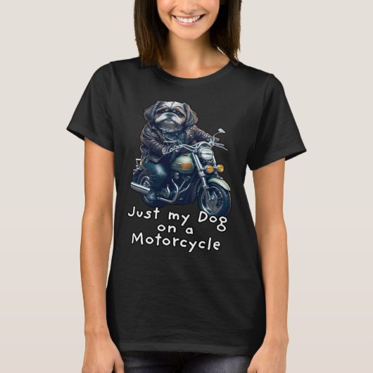 Cute Shih Tzu ride on a motorcycle  Christmas  1 T-Shirt (Vorderseite)