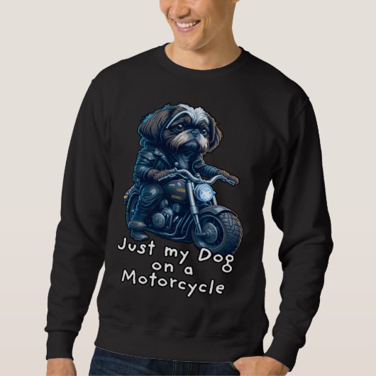 Cute Shih Tzu ride on a motorcycle  Christmas Sweatshirt (Vorderseite)