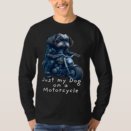 Cute Shih Tzu ride on a motorcycle  Christmas T-Shirt (Vorderseite)