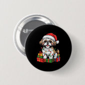 Cute Shih Tzu Santa Hat Christmas Xmas Dog Lovers Button (Vorne & Hinten)