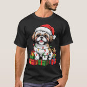 Cute Shih Tzu Santa Hat Christmas Xmas Dog Lovers T-Shirt (Vorderseite)