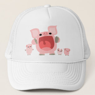 Cute Shouting Cartoon Pigs Hat Truckerkappe