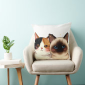 Cute Siamese & Calico Cat Portrait Duo | Adorable Kissen (Stuhl )