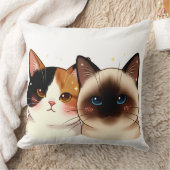 Cute Siamese & Calico Cat Portrait Duo | Adorable  Kissen (Decke)
