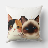 Cute Siamese & Calico Cat Portrait Duo | Adorable Kissen (Rückseite)