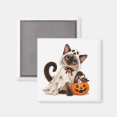 Cute Siamese Cat Ghost Halloween Magnet (Vorderseite/Rückseite)