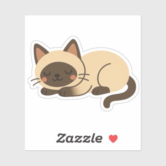 Cute Siamese Cat Sleeping – Kawaii Style Aufkleber (Blatt)