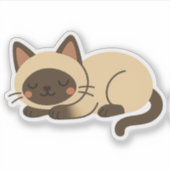 Cute Siamese Cat Sleeping – Kawaii Style Aufkleber (Vorderseite)