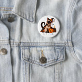 Cute Siamese Cat Witch Halloween Button (Beispiel)