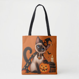 Cute Siamese Cat Witch Halloween Tasche