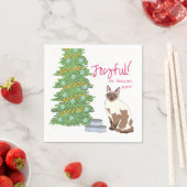 Cute Siamese Cat with Tuna Christmas Joyful Serviette (Beispiel)